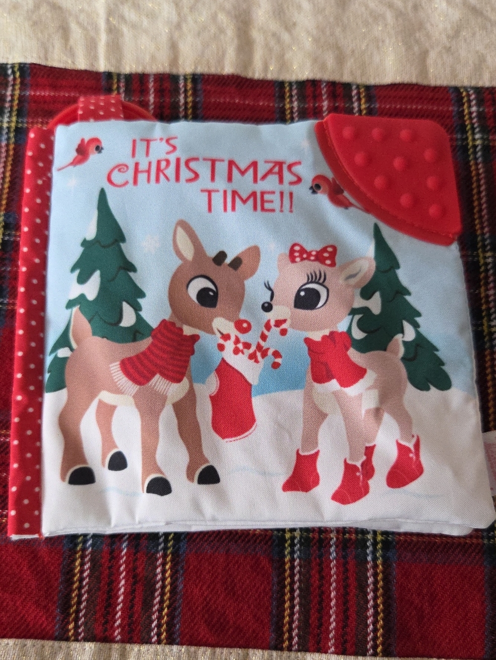 Rudolph Cloth Book Featuring Sensory Toys For Infants/Toddler Christmas